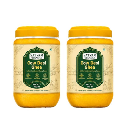 Satvam Organics Cow Desi Ghee – 100 ml (Pack of 2) | 100% Pure & Natural | Traditional Taste | Premium Cow Ghee