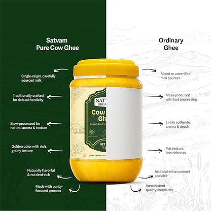 Satvam Organics Cow Desi Ghee – 100ml | 100% Pure & Natural | Traditional Bilona Style | Rich Aroma & Authentic Taste