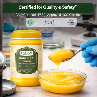 Satvam Organics Cow Desi Ghee – 100 ml (Pack of 2) | 100% Pure & Natural | Traditional Taste | Premium Cow Ghee